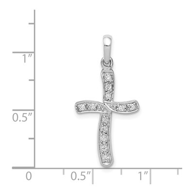 14K White Gold 1/8 ct tw Diamond Curved Cross Pendant – view 4