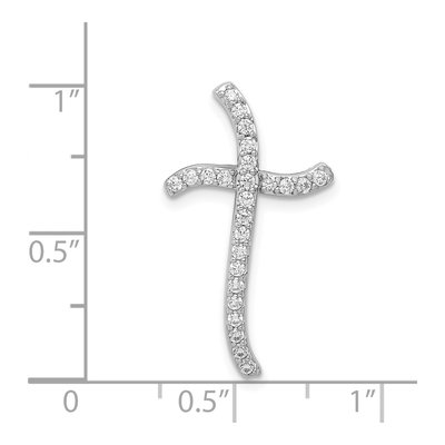 14K White Gold 1/4 ct tw Diamond Curved Cross Slide Pendant – view 4