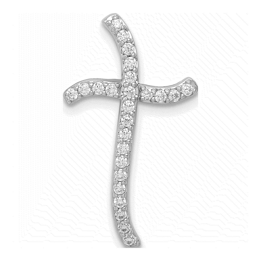14K White Gold 1/4 ct tw Diamond Curved Cross Slide Pendant