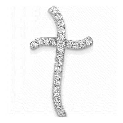 14K White Gold 1/4 ct tw Diamond Curved Cross Slide Pendant