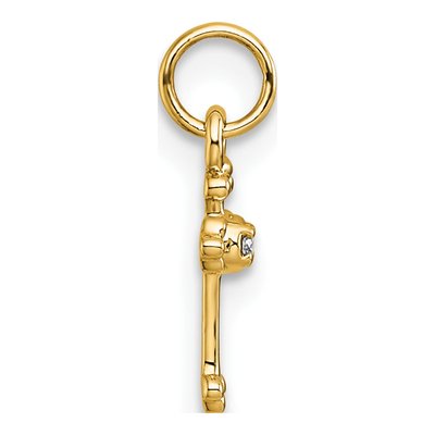 14K Yellow Gold Diamond Small Budded Cross Pendant – view 2