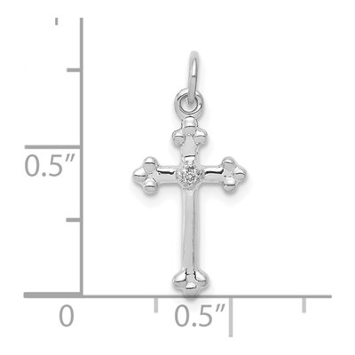 10K White Gold Diamond Budded Cross Pendant – view 3