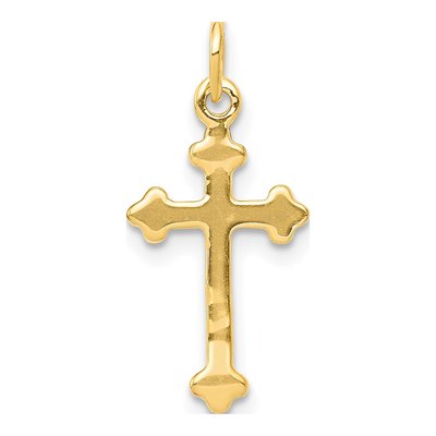 10K Yellow Gold Diamond Small Budded Cross Pendant – view 3