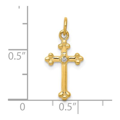 10K Yellow Gold Diamond Small Budded Cross Pendant – view 4