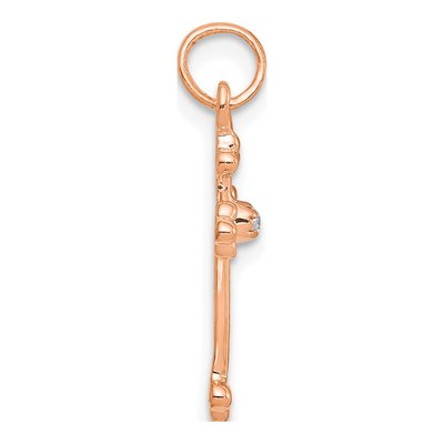14K Rose Gold Small Diamond Budded Cross Pendant – view 3