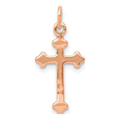 14K Rose Gold Small Diamond Budded Cross Pendant – view 5