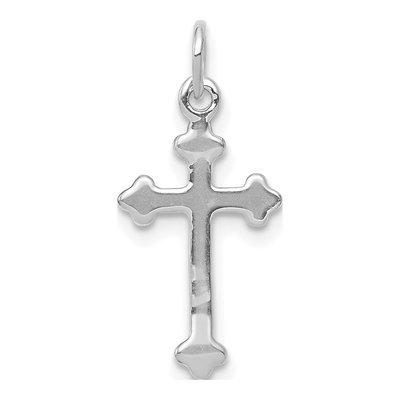 14K White Gold Diamond Budded Cross Pendant – view 5