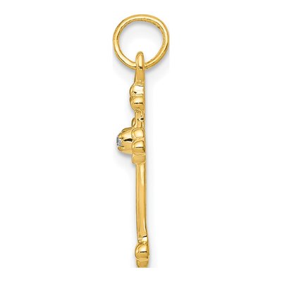 14K Yellow Gold Diamond Small Budded Cross Pendant – view 3
