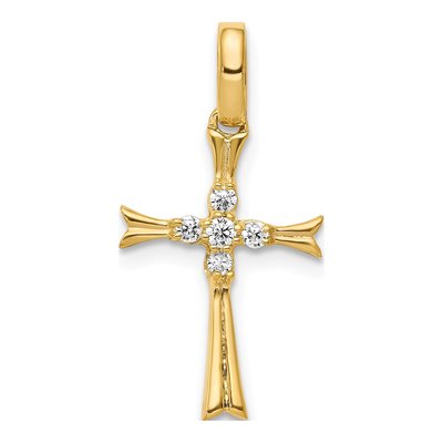 14K Yellow Gold 1/15 ct tw Diamond Cross Pendant