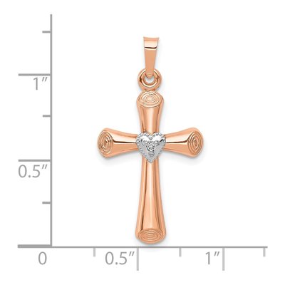 10K Two-Tone Gold Diamond Hollow Latin Cross Pendant – view 2