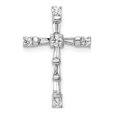 14K White Gold 1/3 ct tw Diamond Cross Slide Pendant