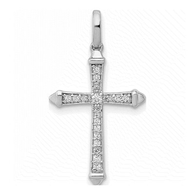 14K White Gold 1/10 ct tw Diamond Cross Pendant