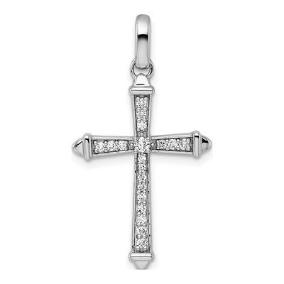 14K White Gold 1/5 ct tw Diamond Cross Pendant
