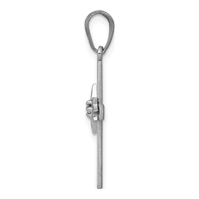 14K White Gold Diamond Star Cross Pendant – view 3