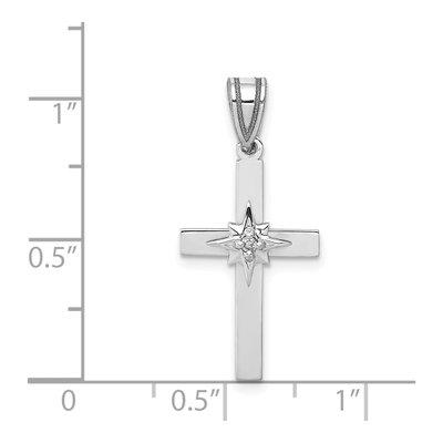 14K White Gold Diamond Star Cross Pendant – view 5