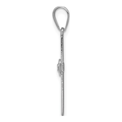 14K White Gold Diamond Heart Cross Pendant – view 3