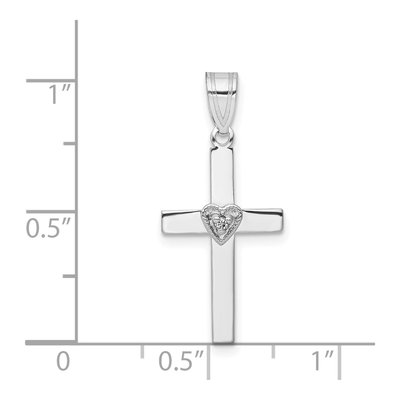 14K White Gold Diamond Heart Cross Pendant – view 5