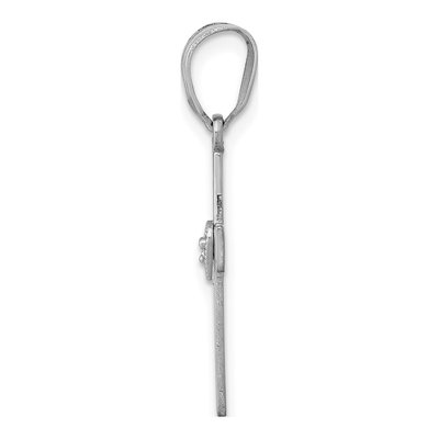 14K White Gold Diamond Heart Cross Pendant – view 3