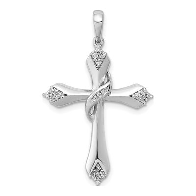 14K White Gold 1/6 ct tw Diamond Cross Pendant