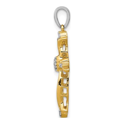 14K Two-Tone Gold 1/20 ct tw Diamond Cross Pendant – view 3