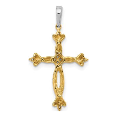 14K Two-Tone Gold 1/20 ct tw Diamond Cross Pendant – view 4