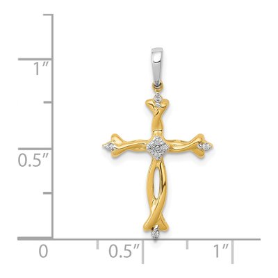 14K Two-Tone Gold 1/20 ct tw Diamond Cross Pendant – view 5