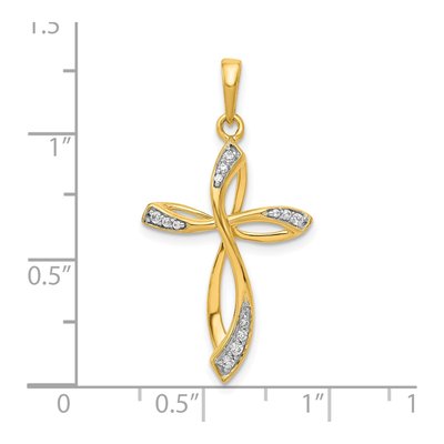 10K Yellow Gold Diamond Cross Pendant – view 4