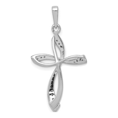 14K White Gold 1/10 ct tw Diamond Cross Pendant – view 4