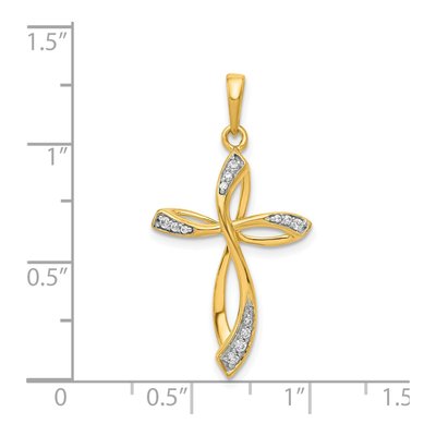 14K Yellow Gold 1/10 ct tw Diamond Cross Pendant – view 5