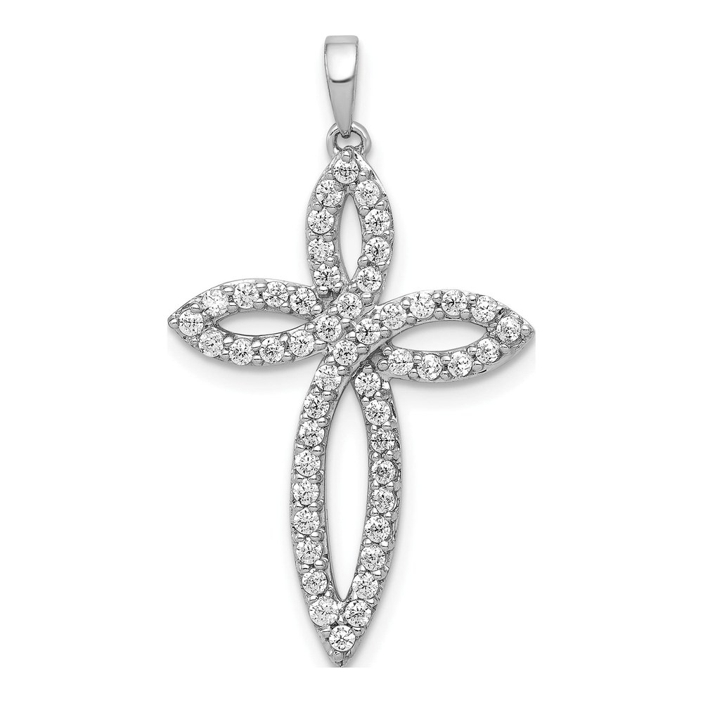 14K White Gold Rhodium-Plated 1/2 Carat Lab Grown Diamond Vs/si+ G+ Complete Cross Pendant