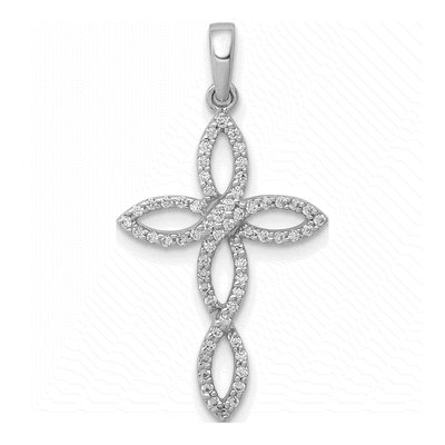 10K White Gold 1/4 ct tw Diamond Cross Pendant
