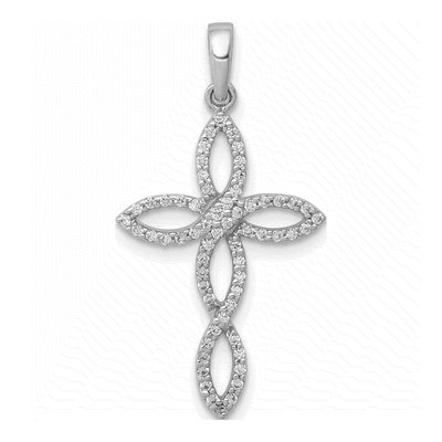 14K White Gold 1/4 ct tw Diamond Cross Pendant
