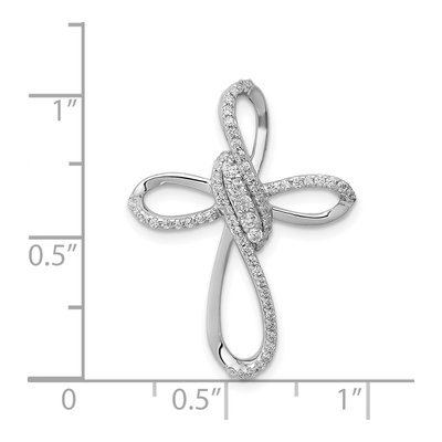 14K White Gold 1/3 ct tw Diamond Cross Omega Slide Pendant – view 5