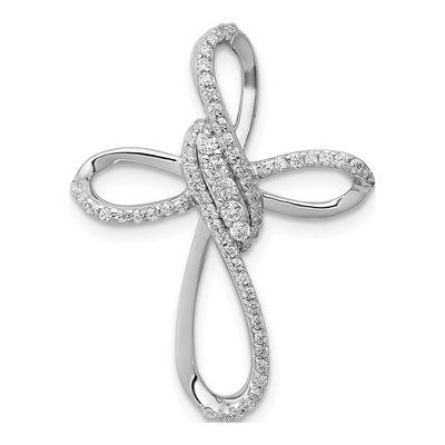 14K White Gold 1/3 ct tw Diamond Cross Omega Slide Pendant