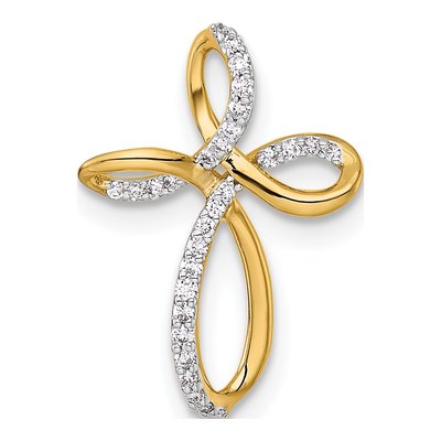 14K Yellow Gold 1/10 ct tw Diamond Cross Slide Pendant