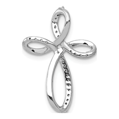10K White Gold Diamond Cross Slide Pendant – view 3