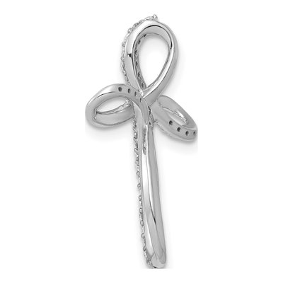 14K White Gold 1/6 ct tw Diamond Cross Omega Slide Pendant – view 3