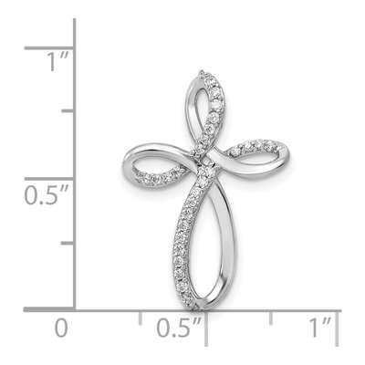 14K White Gold 1/6 ct tw Diamond Cross Omega Slide Pendant – view 5