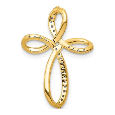 14K Yellow Gold 1/6 ct tw Diamond Cross Omega Slide Pendant – view 4