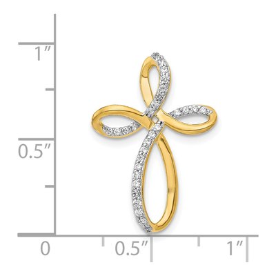 14K Yellow Gold 1/6 ct tw Diamond Cross Omega Slide Pendant – view 5