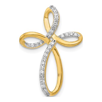 14K Yellow Gold 1/6 ct tw Diamond Cross Omega Slide Pendant