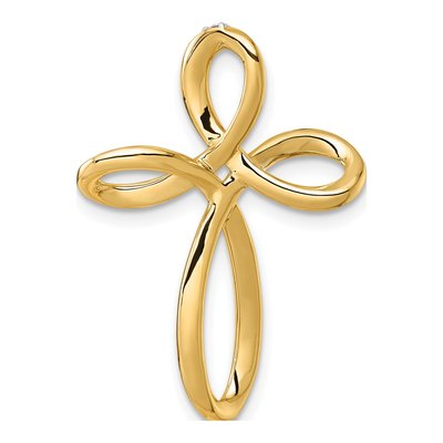 14K Yellow Gold 1/3 ct tw Diamond Cross Omega Slide Pendant – view 3