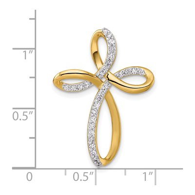 14K Yellow Gold 1/3 ct tw Diamond Cross Omega Slide Pendant – view 4