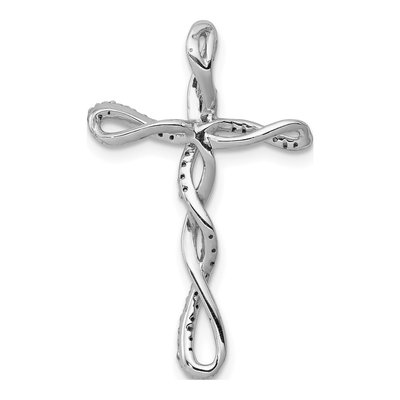 14K White Gold 1/6 ct tw Diamond Twisted Cross Slide Pendant – view 3