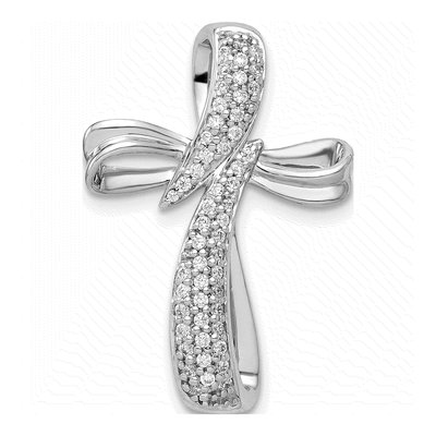 14K White Gold 1/4 ct tw Diamond Cross Slide Pendant