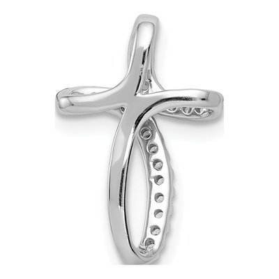 14K White Gold 1/15 ct tw Diamond Cross Omega Slide Pendant – view 4