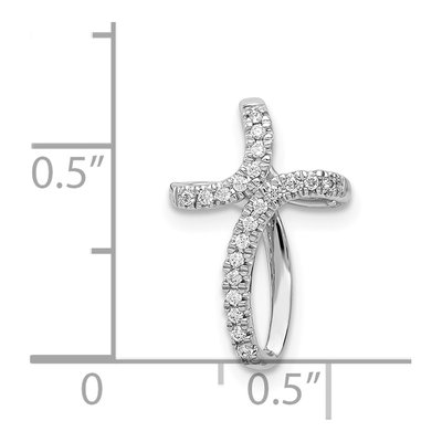 14K White Gold 1/15 ct tw Diamond Cross Omega Slide Pendant – view 5