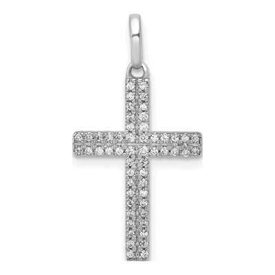 14K White Gold 1/6 ct tw Diamond Cross Pendant
