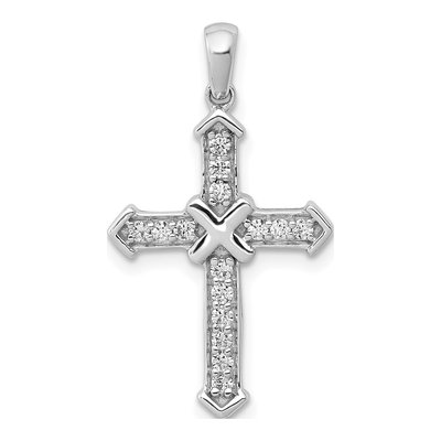 14K White Gold 1/6 ct tw Lab-Grown Diamond Cross Pendant