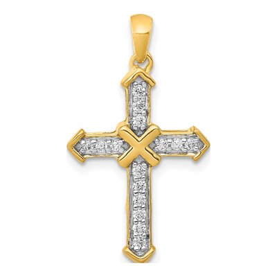 14K Yellow Gold 1/5 ct tw Diamond Cross Pendant